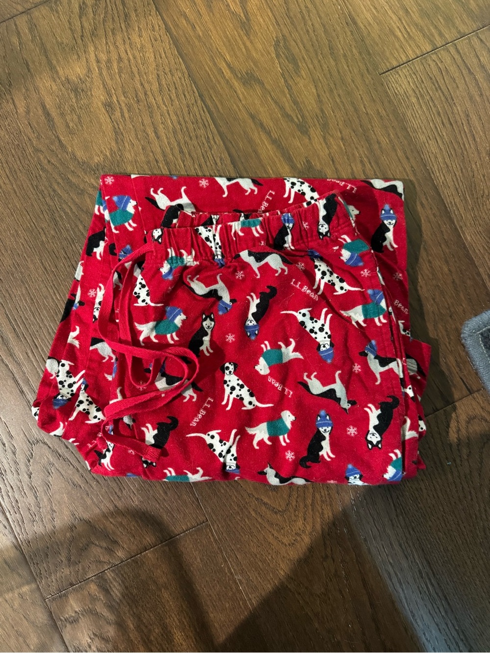L.L. Bean Red Pajama Pants with Dog Print